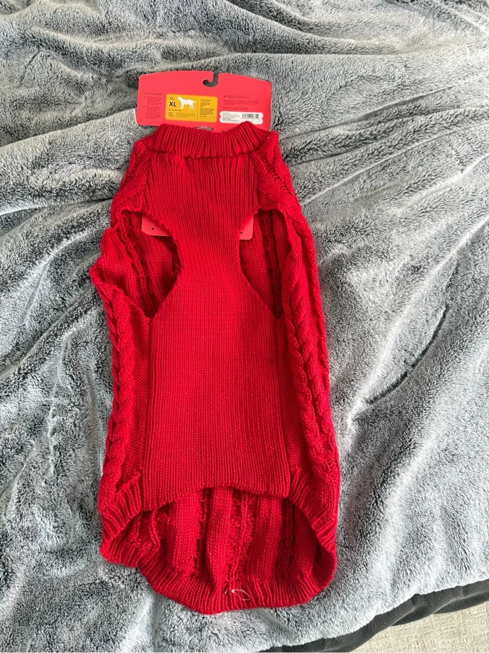 Boots & Barkley XL Dog Sweater Red Cable Knit Winter - For Dogs Up To 100 Lbs.